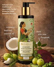 Herbsense Ayurvedic Hair Cleanser, Enriched with Rosemary, Amla, Coconut, Fenugreek & Herbs, SLS Paraben Free, Healthy & Nourished Hair Shampoo, 200ml