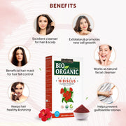 INDUS VALLEY Bio Organic Hibiscus Flower Powder for Face Pack and Hair Mask, Natural Pure Hibiscus Rosa-Sinensis Hair & Skin Care, Gudhal Ka Phool Powder For Dull Hair & Dry Scalp (100g)
