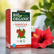 INDUS VALLEY Bio Organic Hibiscus Flower Powder for Face Pack and Hair Mask, Natural Pure Hibiscus Rosa-Sinensis Hair & Skin Care, Gudhal Ka Phool Powder For Dull Hair & Dry Scalp (100g)