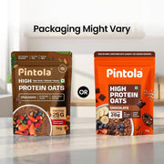 PINTOLA 26g High Protein Oats, Dark Chocolate, No Refined Sugar, with Almonds, Raisins, Pumpkin & Chia Seeds, 9.6g Fibre, Rolled Oats for Weight Loss, Breakfast Cereals | Gluten Free