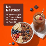 PINTOLA 26g High Protein Oats, Dark Chocolate, No Refined Sugar, with Almonds, Raisins, Pumpkin & Chia Seeds, 9.6g Fibre, Rolled Oats for Weight Loss, Breakfast Cereals | Gluten Free