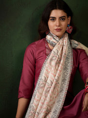 Sangria Ethnic Motifs Woven Pashmina Winter Shawl view 2