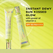 Hyphen Golden Hour Glow Sunscreen Spf 50 Pa++++ Dewy Glow & Bright Skin| Vitamin C Rich-10% Kakadu Plum & Peptides| Women Men|Lightweight & Non Greasy, Uv & Blue Light Protection|All Skin Types - 40G
