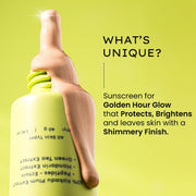 Hyphen Golden Hour Glow Sunscreen Spf 50 Pa++++ Dewy Glow & Bright Skin| Vitamin C Rich-10% Kakadu Plum & Peptides| Women Men|Lightweight & Non Greasy, Uv & Blue Light Protection|All Skin Types - 40G
