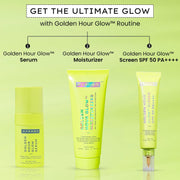 Hyphen Golden Hour Glow Sunscreen Spf 50 Pa++++ Dewy Glow & Bright Skin| Vitamin C Rich-10% Kakadu Plum & Peptides| Women Men|Lightweight & Non Greasy, Uv & Blue Light Protection|All Skin Types - 40G