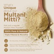 INDUS VALLEY Bio Organic Multani Mitti Powder Natural Fuller’s Earth for Face & Hair Packs Removes Dead Skin, Cleanses Pores, Reduces Dandruff & Scalp Itchiness Soft & Glowing Skin (200g)