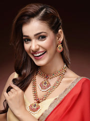 Indian Traditional Stylish Gold Plated with Peacock Design Choker Necklace Set with Dangle Earrings Jewellery for Women & Girls|Jewellery for Party, Wedding, and Festive Occasions for Women