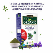Indus Valley Bio Organic 100% Organic and Herbal Indigo Powder, for Natural Hair Coloring, Arrests Early Greying & Protects hair from Damage 100g