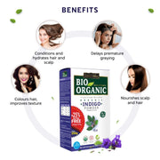 Indus Valley Bio Organic 100% Organic and Herbal Indigo Powder, for Natural Hair Coloring, Arrests Early Greying & Protects hair from Damage 100g