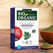 Indus Valley Bio Organic 100% Organic and Herbal Indigo Powder, for Natural Hair Coloring, Arrests Early Greying & Protects hair from Damage 100g