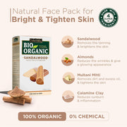 Indus Valley Bio Organic Sandalwood Face Pack Powder Lightens Suntan