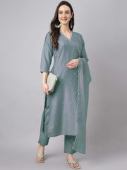 Janasya ice blue kurta set view 2