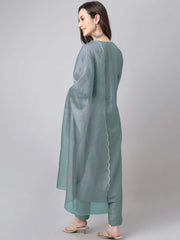 Janasya ice blue kurta set view 6