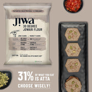 Jiwa 30 Degree Jowari Flour / Atta | Patented Cold Pressed Flour | Slow Ground | Puffed Soft Rotis | Sorghum Millet Flour | Jonna Atta | Gluten Free | 1 Kg