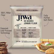Jiwa 30 Degree Jowari Flour / Atta | Patented Cold Pressed Flour | Slow Ground | Puffed Soft Rotis | Sorghum Millet Flour | Jonna Atta | Gluten Free | 1 Kg