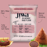 Jiwa 30 Degree Ragi Flour / Atta | Patented Cold Pressed Flour | Slow Ground | Puffed Soft Rotis | Finger Millet Flour | Nachni Atta | Gluten Free | 1 Kg