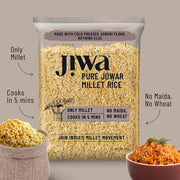 Jiwa Pure Jowar Millet Rice | 500 G | Cooks in 5 Minutes | Ready to Cook | 100% Millet | No Maida, No Atta | Gluten Free