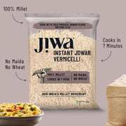 Jiwa Instant Jowar Vermicelli | Cooks in 7 Minutes | Ready to Cook | 100% Millet | No Maida, No Atta | Gluten Free | 200 G (Pack of 3)