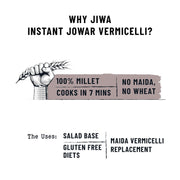 Jiwa Instant Jowar Vermicelli | Cooks in 7 Minutes | Ready to Cook | 100% Millet | No Maida, No Atta | Gluten Free | 200 G (Pack of 3)
