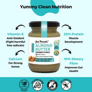 Jus' Amazin Creamy Almond Butter - Unsweetened (125 g) | 25% Protein | Only Pure Whole Almonds | Zero Additives/Chemicals |Plant Based, Dairy Free, Keto | Clean Nutrition, 0% Chemicals