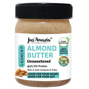 Jus' Amazin Creamy Almond Butter - Unsweetened (125 g) | 25% Protein | Only Pure Whole Almonds | Zero Additives/Chemicals |Plant Based, Dairy Free, Keto | Clean Nutrition, 0% Chemicals