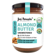 Jus' Amazin Creamy Almond Butter - Unsweetened (125 g) | 25% Protein | Only Pure Whole Almonds | Zero Additives/Chemicals |Plant Based, Dairy Free, Keto | Clean Nutrition, 0% Chemicals