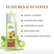 Just Herbs Brightening Face Wash with Vitamin C Amla & Liquorice Root for Men & Women | Hydrates Skin, Reduces Hyperpigmentation & Maintains pH Level | Suits All Skin Types- 50 gm
