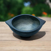 V-Crafts Soapstone Complete Hand Finishing Kalchatti Cooking Bowl, Black, Medium, Hand Wash, Traditional Fry Pot, Treated .M.(2.0-2.1) L