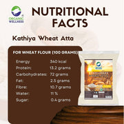 Organic Wellness Kathiya Wheat Atta 2 KG Pack | Emmer Wheat Flour | High Fiber, Low Gluten, & Diabetic Friendly | Whole Wheat Chakki Flour