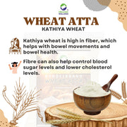 Organic Wellness Kathiya Wheat Atta 2 KG Pack | Emmer Wheat Flour | High Fiber, Low Gluten, & Diabetic Friendly | Whole Wheat Chakki Flour