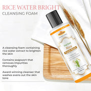 Khadi 100% Pure Natural & Herbal Rice Water Bright Foaming Face Wash 200ml | Face Wash for Glowing Skin | Cleanser for Uneven Skin Tone | Korean Skin Care, For Oily skin