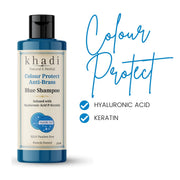 Khadi Colour Protect Anti Brass Shampoo Infused with Hyaluronic Acid & Keratin | Smooth & Frizz-Free Hair | Khadi Herbal Shampoo for Women & Men | Sulfate, SLS & Paraben Free 210 ml