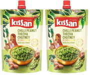 Kissan Chilli Peanut Thecha Chutney, 200g, For Traditional Flavours, With Green Chilli, Garlic & Peanuts, Silbatta Like Texture, Nutty & Spicy, Perfect For Indian Breads & Snacks (Pack of 2)