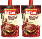Kissan Khatti Meethi Imli Khajoor Chutney, Tamarind Date Chutney, 200g, For Authentic Indian Taste, With Dates Paste & Tamarind Pulp, Silbatta Like Texture, Free From Artificial Flavors (Pack of 2)