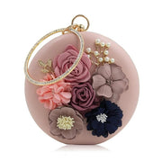 Women's Floral Evening Clutch Ladies Party Wedding Round Purse Bag