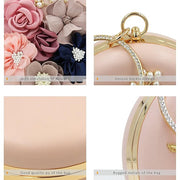 Women's Floral Evening Clutch Ladies Party Wedding Round Purse Bag