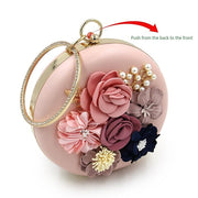 Women's Floral Evening Clutch Ladies Party Wedding Round Purse Bag