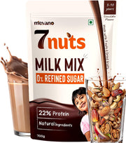 Mevano 7 Nuts Nutrition Drink Powder for Kids 10+ age, 350g | Refined SUGAR FREE, 24% Protein, All Natural | 7 Nuts & Dry Fruits Powder - Badam, Cashew, Walnut, Pista, Date | Chocolate Milk Mix
