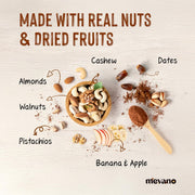 Mevano 7 Nuts Nutrition Drink Powder for Kids 10+ age, 350g | Refined SUGAR FREE, 24% Protein, All Natural | 7 Nuts & Dry Fruits Powder - Badam, Cashew, Walnut, Pista, Date | Chocolate Milk Mix