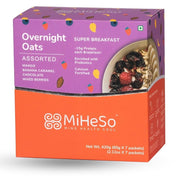 MiHeSo Overnight Oats Assorted 420g (7 x 60g) | Rolled Oats & Oatmeal Breakfast | High Fibre | Source of Protein & Calcium | With Almonds & Seeds