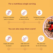 MiHeSo Overnight Oats Assorted 420g (7 x 60g) | Rolled Oats & Oatmeal Breakfast | High Fibre | Source of Protein & Calcium | With Almonds & Seeds