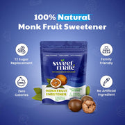 Monk Fruit Natural Sweetener | 1:1 Sugar Substitute | Zero Calorie, Keto & Diabetic Friendly | Plant-Based Sugar Alternative for Cooking, Baking & Beverages | 200g