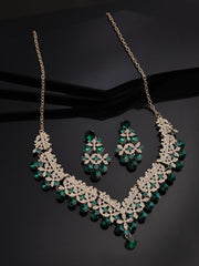 Sukkhi green AD stone choker necklace set view 3