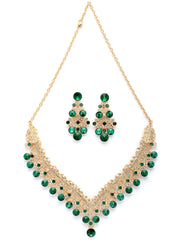 Sukkhi green AD stone choker necklace set view 4