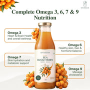 Naturesum Sea Buckthorn Juice Pulp Concentrate, Central Asian Sea Buckthorn Berry Juice, Rich in Omega 3 6 7 9 & Vitamin C, Immunity Boost, Skin & Gut Health, Antioxidant Superfruit, Lab Tested, Cold Pressed