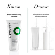 Novology Acne Deep Clearing Cleanser with Thymol+Terpineol| Face Wash for Acne,Whiteheads,Blackheads| Gentle, Non-Drying Formula, Suitable for Sensitive skin| 150g