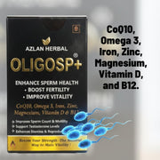 OLIGOSP+ Male Fertility Supplement, Improve sperm count and Motility, Enhance Sperm Health, Boost Fertility, Support Testosterone Levels with CoQ10, Omega 3, Iron, Zinc, Magnesium, FDA approved