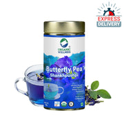 Organic Wellness Butterfly Pea Flower Tea 50G Tin Pack | Caffeine Free Herbal Tea | Stress Relief | Memory Boosting | Calming | Brain Stimulant | Rich Antioxidants | Hair Skin Health