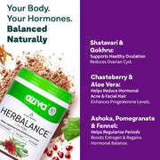 OZiva Plant Based HerBalance for PCOS Supplements for Women 200g, with Myo-Inositol, ChasteBerry, Shatavari, PCOS Supplements for Women Promoting Better Cycle & Hormonal Balance