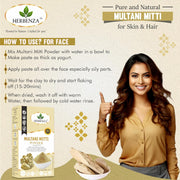Organic Multani Mitti Powder | 100% Pure Microfine Bentonite Clay for Face Pack, Natural Herbal Skin Care, No Additives, Gluten Free, | 100g